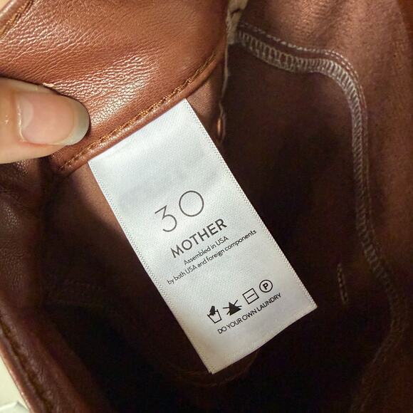 Mother The Mid Rise Dazzler Ankle Pants Faux Leather Friar Brown Size 30 - Picture 6 of 8